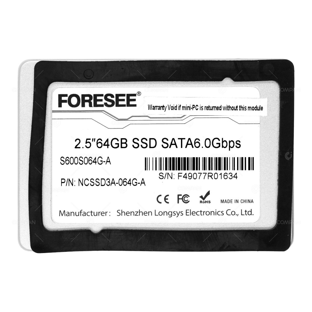 NCSSD3A-064G-A FORESEE 64GB 6G SATA2.5 SFFSSD S600S064G-A